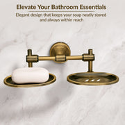 Plantex 304 Grade Stainless Steel Double soap Holder Stand for Bathroom and wash Basin/Bathroom Accessories - Niko (Antique)