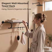 Plantex 304 Grade Stainless Steel 24 inch Towel Rack for Bathroom/Towel Stand/Hanger/Bathroom Accessories - Daizy (Black)