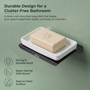 Plantex Stainless Steel with ABS Material Soap Holder for Bathroom/Wall Mounted Soap Holder/Bathroom Accessories - (Matt Black)