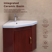 Plantex Vanity Set for Bathroom/Wall Mount Vanity Cabinet with Washbasin and Mirror/Corner Washbasin with Unbrackable Cabinet Full Set/Bathroom Accessories - (461, Brown)