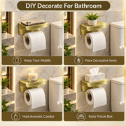 Plantex Toilet Paper Holder for Bathroom/304 Grade Stainless Steel Tissue Paper Roll Holder with Mobile Stand/Bathroom Accessories - Pack of 1 (Brass Antique)