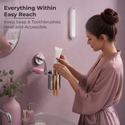 Plantex 304 Grade Stainless Steel 2in1 Soap Holder with Tumbler Holder/Bathroom Accessories - Daizy (Chrome)