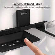 Plantex 304 Grade Stainless Steel Soap Dish with Glass Toothbrush Holder/Soap Stand/Soap Case with Tumbler/Bathroom Accessories - (Crystal, Black)