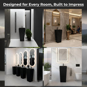 Plantex Acrylic Resin & Quartz Free Standing Wash Basin/Pedestal Wash Basin/Square Basin for Bathroom/Home/Office/Hotel - (10049, Black)