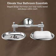 Plantex Stainless Steel 304 Grade Niko Double Soap Holder for Bathroom/Soap Dish/Bathroom Soap Stand/Bathroom Accessories(Chrome) - Pack of 1