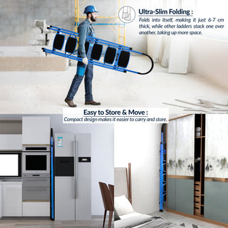 Plantex Premium 6 Step Ladder/Steel Ladder for Home Use/Wide Anti Skid Step Ladder/Non-Slip Handgrip(Blue & Black)-refurbished