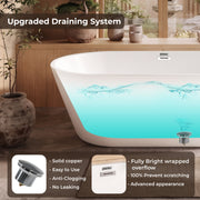 Plantex Freestanding Bathtub for Bathroom/Bath tub for Adults/Deep Soaker Bathtub with Overflow, Popup and Drain Pipe (BSM-203-White-1500mm)