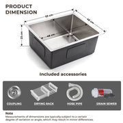 Plantex Guranteed Stainless Steel 304 Grade Kitchen Sink/Undermount Sink for Kitchen with 7 Years of Warranty by Plantex/Single Bowl Sink with Fittings & Drying Rack (Silver Matt - 21x18 Inches)