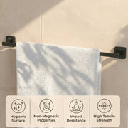 Plantex 304 Grade Stainless Steel Single Towel Rod for Bathroom/Towel Holder in Bathroom/Towel Hanger for Wash Basin/Bathroom Accessories (24 Inch - Black) Decan