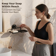 Plantex 304 Grade Stainless Steel Soap Holder for Bathroom/Double Soap Dish/Soap Stand for Kitchen Sink/Bathroom Accessories- Nipron (Black)