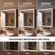 Plantex Luxury LED Mirror Cabinet for Bathroom/304 Grade Stainless Steel Bathroom Cabinet/Mirror for Bathroom with Double Door Cabinet (24x24 Inch-LED & Defogger/Chrome)