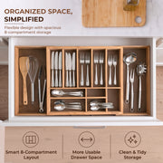 Plantex Cutlery Tray for Kitchen/Adjustable Cutlery Tray with Choping Board | Wooden Storage Box for Kitchen Drawer - Pack of 1 (21 X 19 Inch)