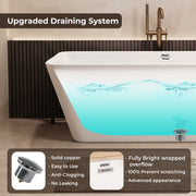 Plantex Freestanding Bathtub for Bathroom/Acrylic Bath tub for Adults/Deep Soaker Bathtub with Overflow, Popup and Drain Pipe (BSM-209-White-1700mm)