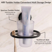 Plantex 304 Grade Stainless Steel Tumbler Holder Stand with Spaces/ABS Material Toothbrush Stand for Basin/Bathroom Accessories - Niko (Black)