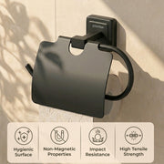 Plantex 304 Grade Stainless Steel Toilet Paper Holder/Toilet Paper Roll Holder/Tissue Paper Roll Holder for Bathroom Accessories- Decan (Black)