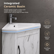 Plantex Glass, Ceramic, HPP Unbrekable Wall Mount Vanity Cabinet with Washbasin and Mirror/Corner Basin with Cabinet for Bathroom - (484, White)