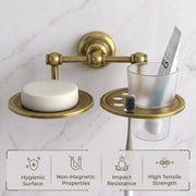 Plantex 304 Grade Stainless Steel 2in1 Soap Holder with Tumbler Holder/Bathroom Accessories - Skyllo (Antique)
