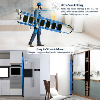 Plantex Premium Steel - 7 Step Ladder/Wide Anti Skid Steps/Heavy Duty Multipurpose Foldable 7 Step Ladder(Blue & Black)-refurbished