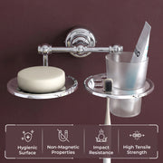 Plantex Platinum Stainless Steel 304 Grade Skyllo 2in1 Soap Dish with Tumbler Holder/Soap Stand/Tooth Brush Holder/Bathroom Accessories(Chrome) - Pack of 1