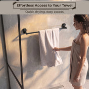 Plantex Towel Rod for Bathroom/304 Grade Stainless Steel Towel Bar/Towel Stand/24 Inch Towel Hanger/Bathroom Accessories - Pack of 1 (PMB-2402, Z-Black)
