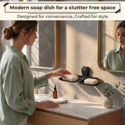 Plantex Double Soap Dish for Bathroom/304 Grade Stainless Steel Dual Soap Holder/Soap Case/Soap Stand/Bathroom Accessories - Pack of 1 (PMB-2408, Z-Black)
