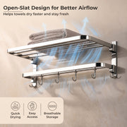 Plantex 304 Grade Stainless Steel Towel Hanger for Bathroom/Dual Folding Towel Rack/Towel Holder/Bathroom Accessories (24-Inch) Chrome