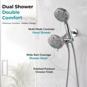 Plantex ABS 8 mode Bathroom Shower Set with 304 Stainless Steel 1.5 meter Flexible Hose Pipe/Handheld Shower Head with 10-inch Round Shower Head-Chrome
