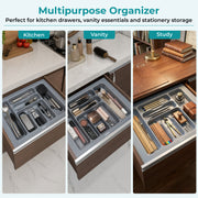 Plantex Cutlery Tray for Kitchen Drawer/Cutlery Cosmetic Stationary Organizer/Cabinet Cutlery Tray Organizer for Modular Kitchen - (Grey-21 X 18.5 INCH)