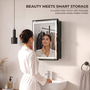 Plantex LED Mirror Cabinet for Bathroom/ABS Storage Cabinet/Mirror Cabinet for Wall/Mirror with Storage for Bathroom - 18x14 Inch (CAB-118, Black)