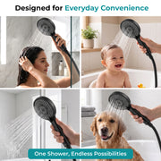 Plantex Hand Shower for Bathroom/5 Mode Multifunctional Shower/5-Inch ABS Plastic Silicone Handheld Shower Head/Easy Mode Switching – (Black, APS-8607)