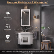 Plantex Unbreakable Wall Mount Vanity Cabinet with Washbasin and Mirror/Corner Basin with Cabinet for Bathroom - (406, White)