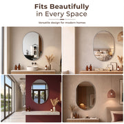 Plantex Glass Frameless Capsule Oval Mirror for Wall/Mirror with Beveled Smooth Edges for Bathroom/Dressing Room/Living Room/Bedroom/Entryway - (18x12 Inch), Clear