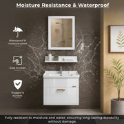 Plantex Unbreakable Wall Mount Vanity Cabinet & Washbasin Set/Washbasin with Cabinet/Basin Cabinet for Bathroom with Mirror & Shelf (White) Glass, Ceramic and HPP