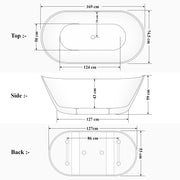 Plantex Bathtub For Bathroom/Freestanding Bath tub for Adults/Deep Soaker Bathtub with Overflow, Popup and Drain Pipe (BSM-203-Black & White-1700mm)