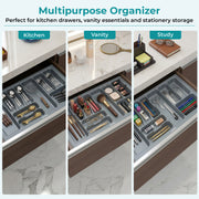 Plantex Cutlery Tray for Kitchen Drawer/Cutlery Cosmetic Stationary Organizer/Cabinet Cutlery Tray Organizer for Modular Kitchen - (Grey-32.5 X 18.5 INCH)