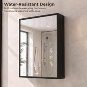 Plantex Bathroom Cabinet with Mirror/Aluminium Framed Bathroom Cabinet Storage/Mirror Cabinet for Bathroom Wall/Bathroom Organiser Cabinet (14x20 Inch, Black)