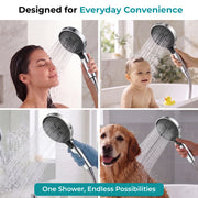 Plantex Hand Shower for Bath/4 Mode Multifunctional Shower/5-Inch ABS Plastic Silicone Handheld Shower/Easy Mode Switching – (Chrome, H615)