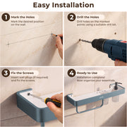 Plantex 4in1 Shelf for Bathroom/Aluminium and Acrylic Shelf with Tumbler Holder, Liquid Soap Dispenser and Napkin Space/Bathroom Organizer with Drill-Pack of 1(Grey and Milky White)