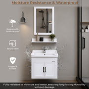 Plantex Wash Basin with Cabinet Full Set/Unbrekable Bathroom Vanity & Washbasin Set/Basin Cabinet for Bathroom with Mirror (White)
