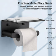 Plantex Space Aluminium Toilet Paper Holder with Mobile Stand/Tissue Paper Roll Holder/Toilet Roll Holder for Bathroom Accessories (Black)