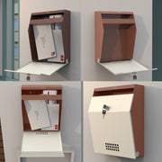 Plantex Letter Box/GI Steel Suggestion Box for Office with Key Lock/Post Box for Gate Home/Complaint Box/Wall Mounted Mail Box - (Orchid & Ivory)