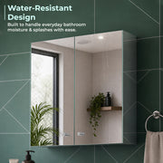 Plantex Planet Premium Bathroom Cabinet with Mirror/ 304 Stainless Steel Bathroom Mirror with Storage/Shelf for Wall with Mirror (18x18 Inch-Chrome)