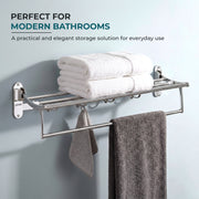 Plantex Stainless Steel Towel Holder in Bathroom/Cloth Hanger for Wall/Towel Rack/Bathroom Accessories (18 Inch - Chrome)