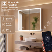 Plantex 304 Stainless Steel Bathroom Cabinet with Mirror/Bathroom Cabinet Storage/LED Mirror Cabinet for Bathroom Wall (18x18 Inch-LED & Defogger/Chrome/Double Door)