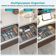 Plantex Cutlery tray for Kitchen Drawer/Cutlery Cosmetic Stationary Organizer/Cabinet Cutlery Tray Organizer for Modular Kitchen - (Grey-28.5x18.5 INCH)