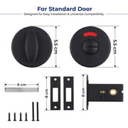 Plantex Bathroom Indicator with Lock/Stainless Steel Red and Green Indicator Keyless Door Lock/Round Toilet Partition Door Lock - Pack of 1 (Black)