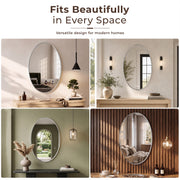 Plantex Unframed Unframed Oval Mirror for Wall/Mirror with Beveled Smooth Edges/Mirror for Bathroom/Dressing Room/Living Room/Bedroom/Entryway - (18x12 Inch), White