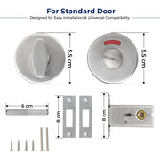 Plantex Bathroom Indicator with Lock/Stainless Steel Red and Green Indicator Keyless Door Lock/Round Toilet Partition Door Lock - Pack of 1 (Matt)