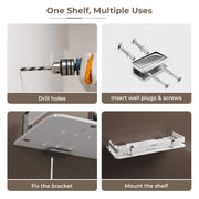 Plantex Deluxe Acrylic Bathroom Shelf (12x5 Inches, White, Matte)