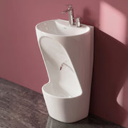 Plantex Ceramic Wudu Basin for Bathroom/Premium One Piece Basin/Ablution with Leg Wash/Free Standing Pedestal Wash Basin (White)
